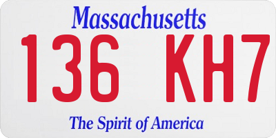 MA license plate 136KH7
