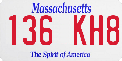 MA license plate 136KH8