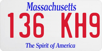 MA license plate 136KH9