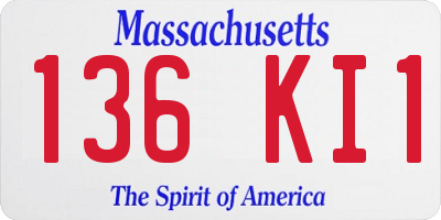 MA license plate 136KI1
