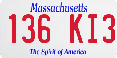 MA license plate 136KI3