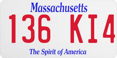 MA license plate 136KI4