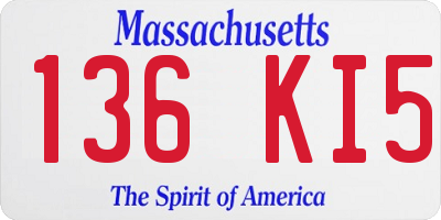 MA license plate 136KI5