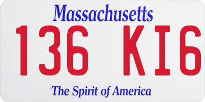 MA license plate 136KI6