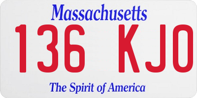 MA license plate 136KJ0