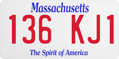MA license plate 136KJ1