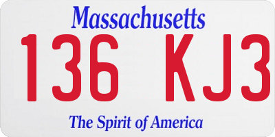 MA license plate 136KJ3