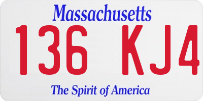 MA license plate 136KJ4