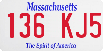 MA license plate 136KJ5