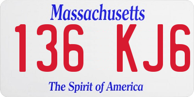 MA license plate 136KJ6