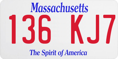 MA license plate 136KJ7