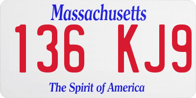 MA license plate 136KJ9
