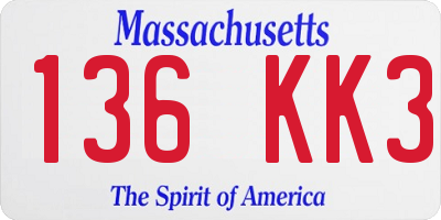 MA license plate 136KK3
