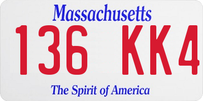 MA license plate 136KK4