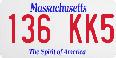 MA license plate 136KK5