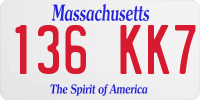 MA license plate 136KK7