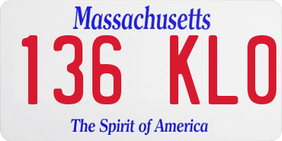 MA license plate 136KL0