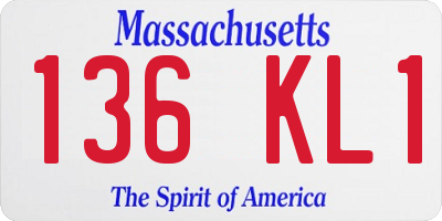 MA license plate 136KL1