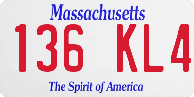 MA license plate 136KL4