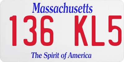 MA license plate 136KL5