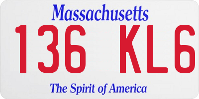 MA license plate 136KL6