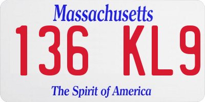 MA license plate 136KL9
