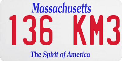 MA license plate 136KM3