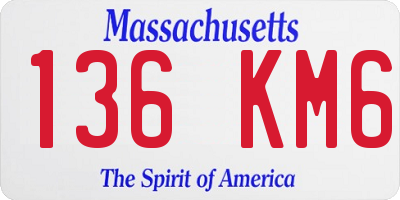 MA license plate 136KM6
