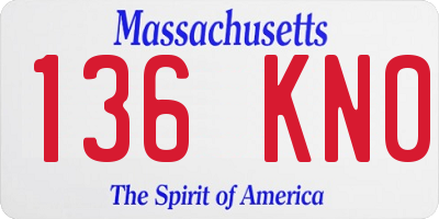 MA license plate 136KN0