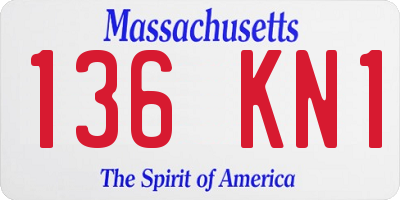 MA license plate 136KN1