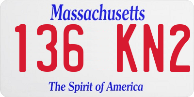 MA license plate 136KN2
