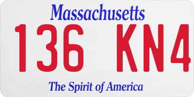 MA license plate 136KN4