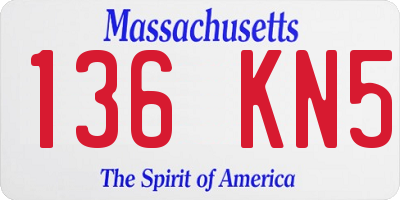 MA license plate 136KN5