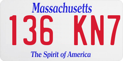 MA license plate 136KN7