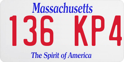 MA license plate 136KP4