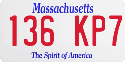 MA license plate 136KP7