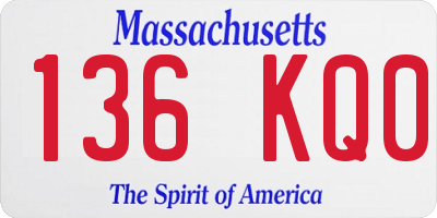 MA license plate 136KQ0
