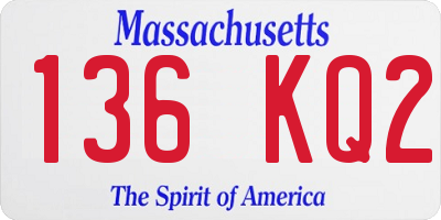 MA license plate 136KQ2
