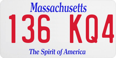 MA license plate 136KQ4