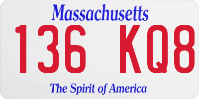 MA license plate 136KQ8