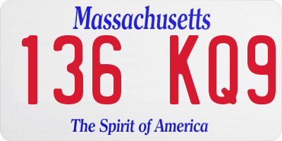 MA license plate 136KQ9
