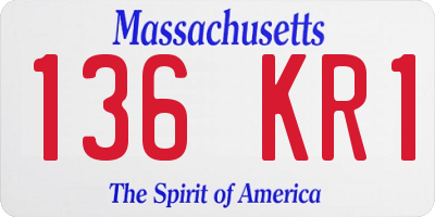 MA license plate 136KR1