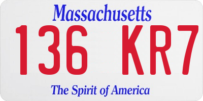 MA license plate 136KR7