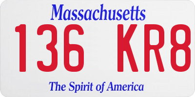 MA license plate 136KR8