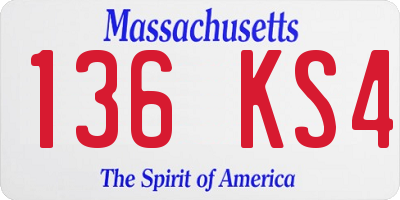 MA license plate 136KS4