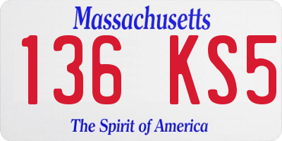 MA license plate 136KS5