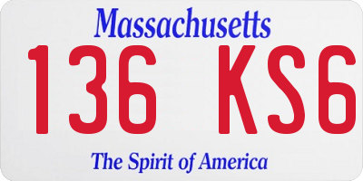 MA license plate 136KS6