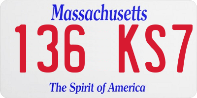 MA license plate 136KS7