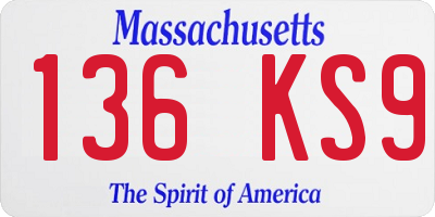 MA license plate 136KS9