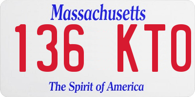 MA license plate 136KT0